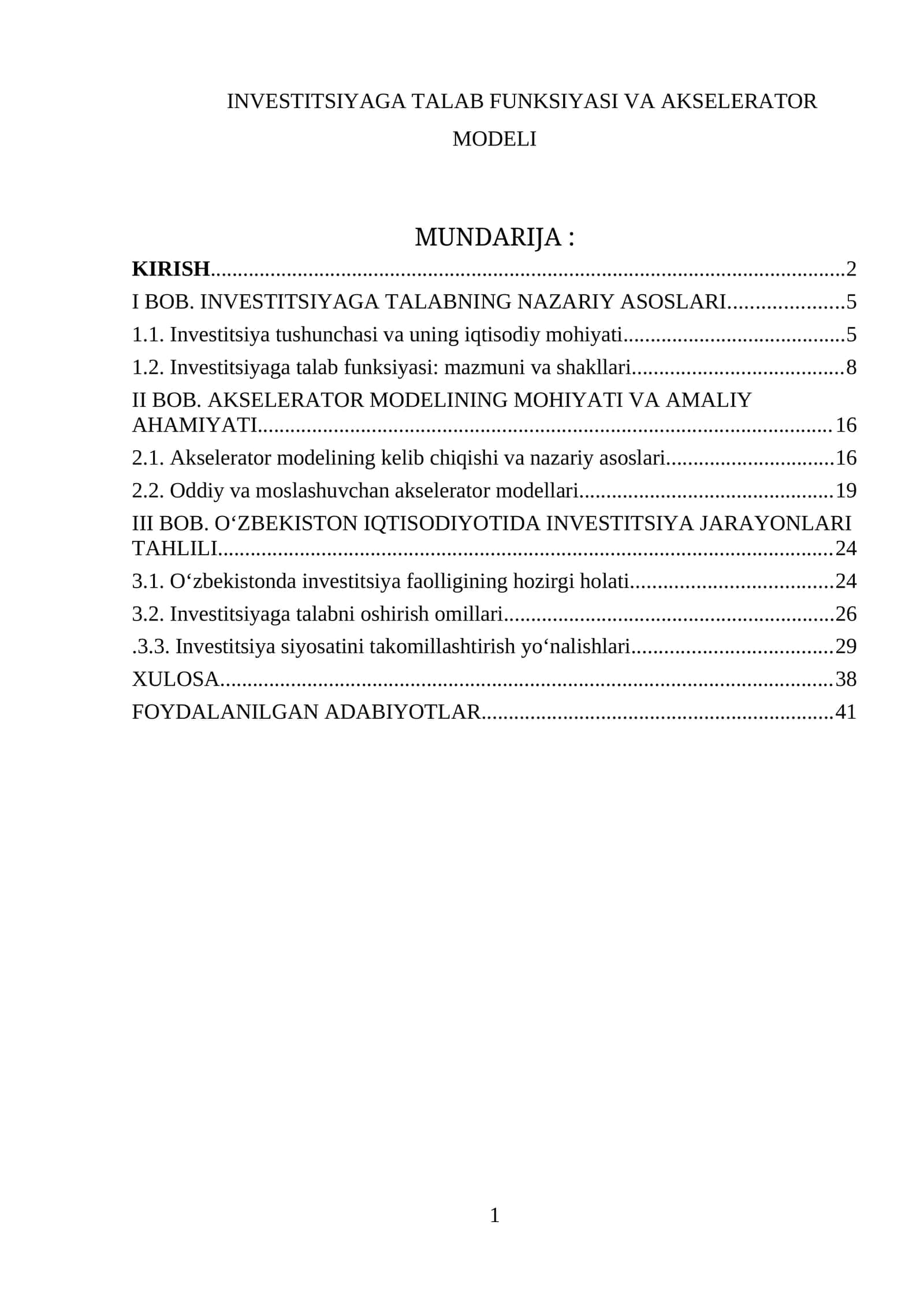 INVESTITSIYAGA TALAB FUNKSIYASI VA AKSELERATOR MODELI 1