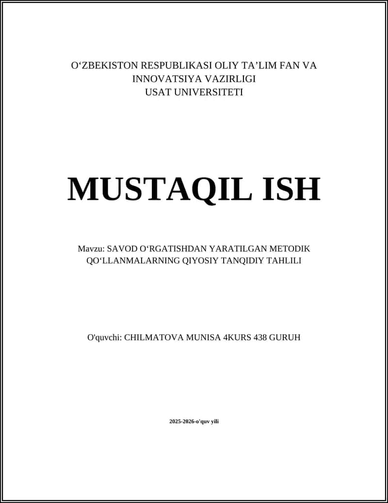 SAVOD OʻRGATISHDAN YARATILGAN METODIK QOʻLLANMALARNING QIYOSIY TANQIDIY TAHLILI 1