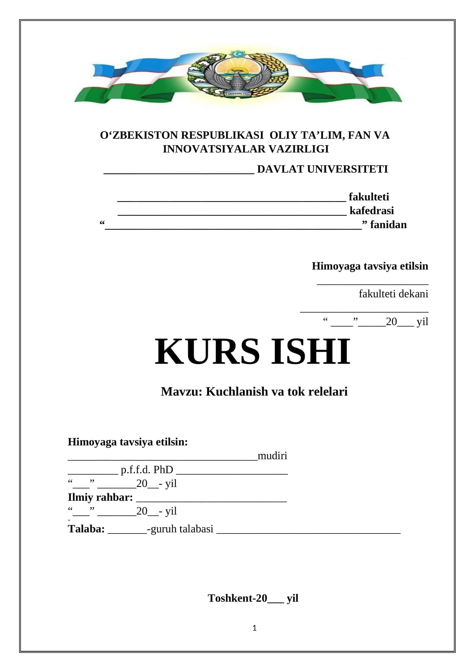 Kuchlanish va tok relelari 1