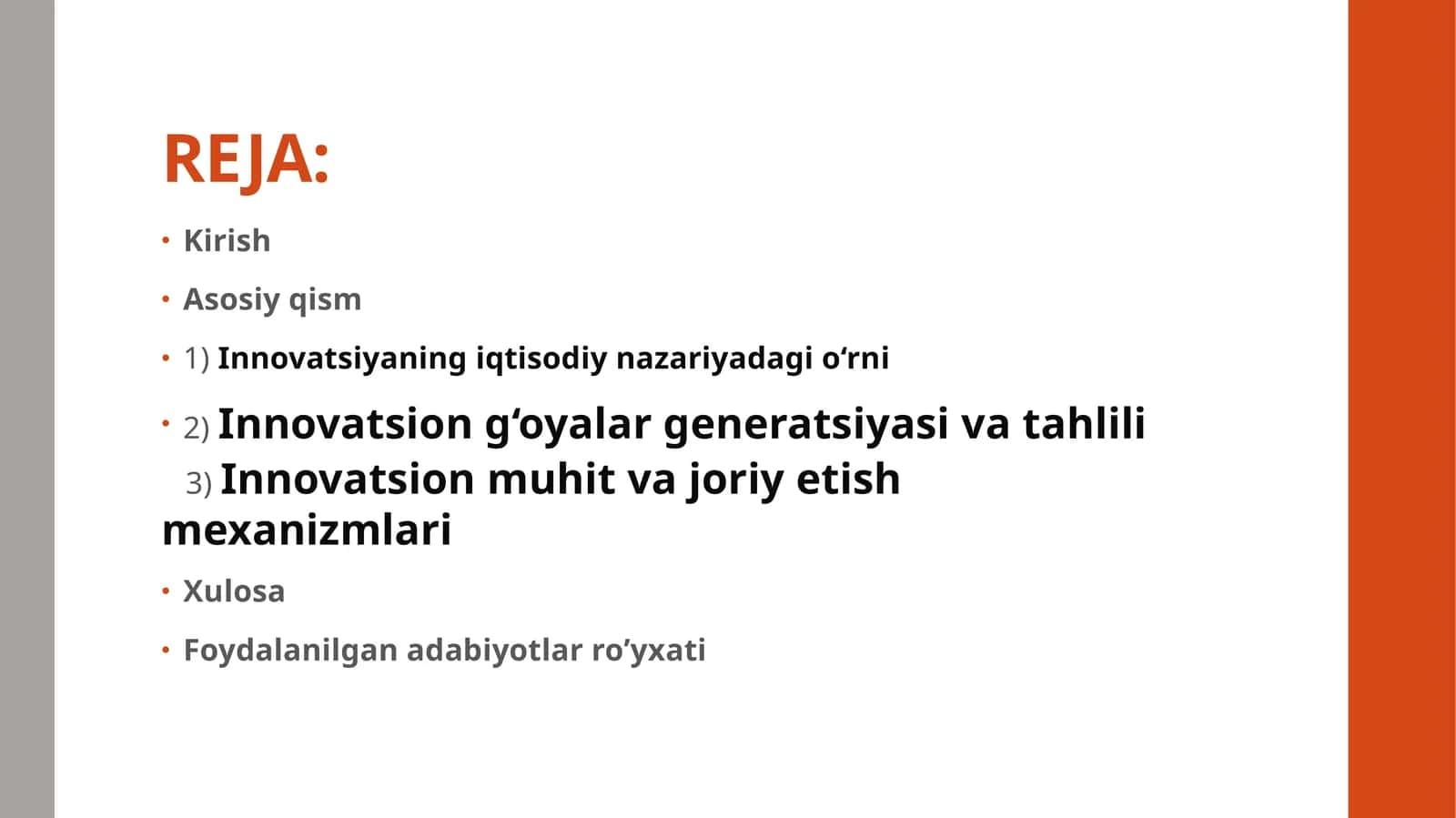 Innovatsiyaning iqtisodiy nazariyadagi o‘rni 1
