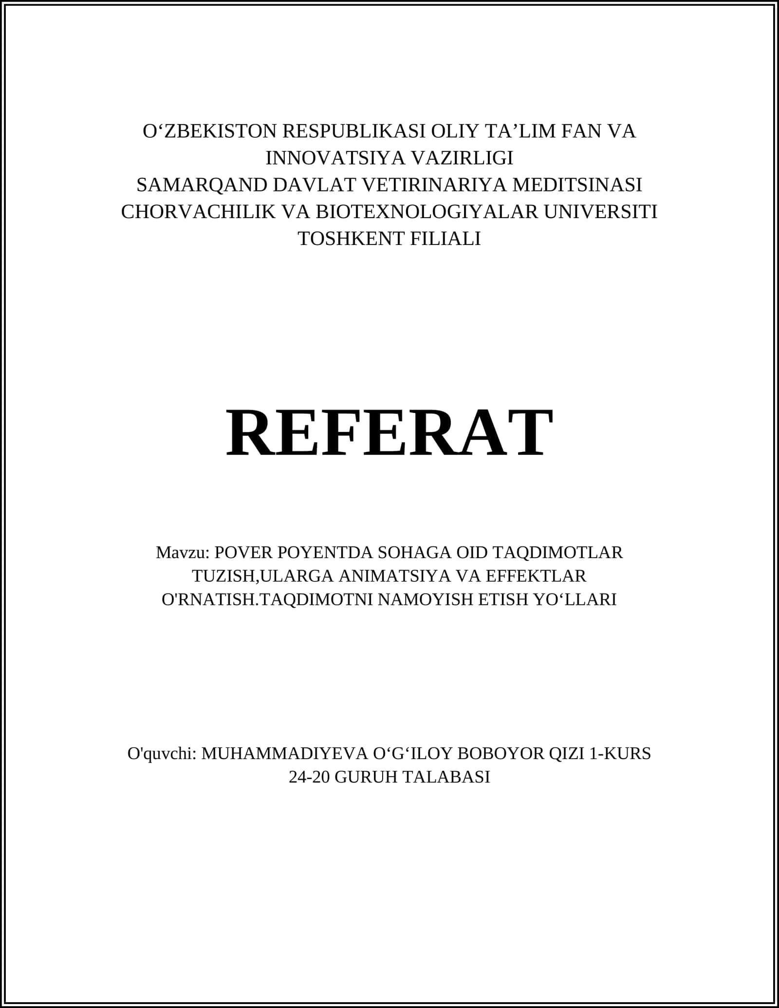 POVER POYENTDA SOHAGA OID TAQDIMOTLAR TUZISH 1