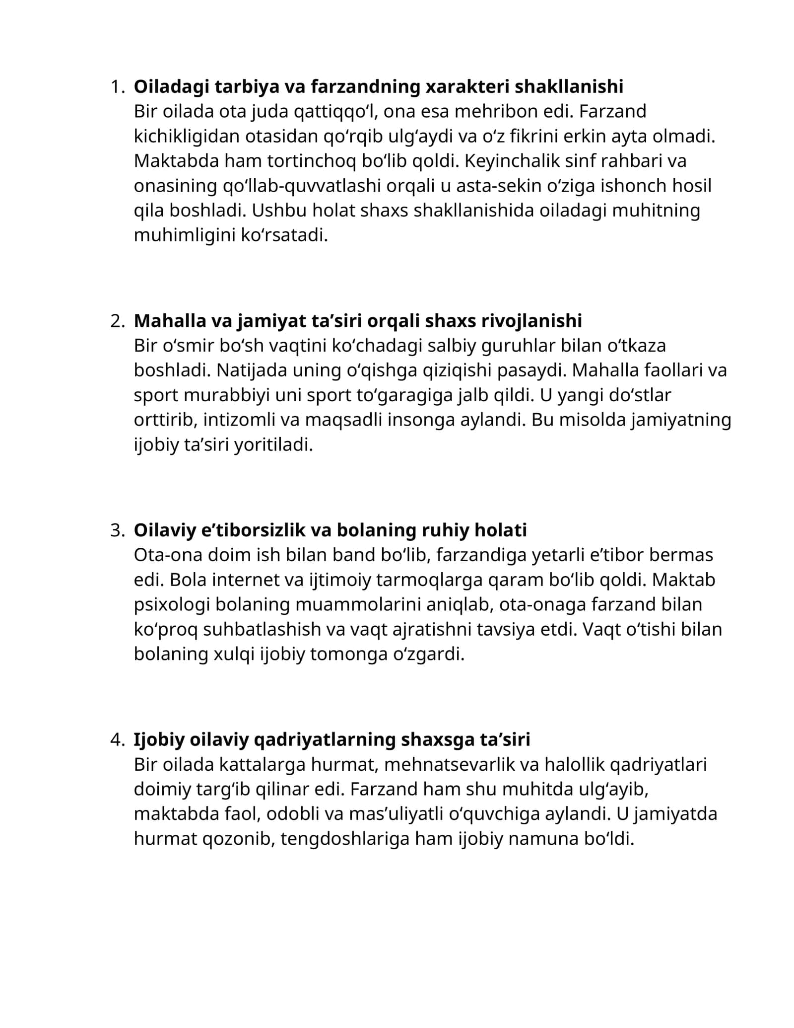 Oiladagi tarbiya va farzandning xarakteri shakllanishi 1