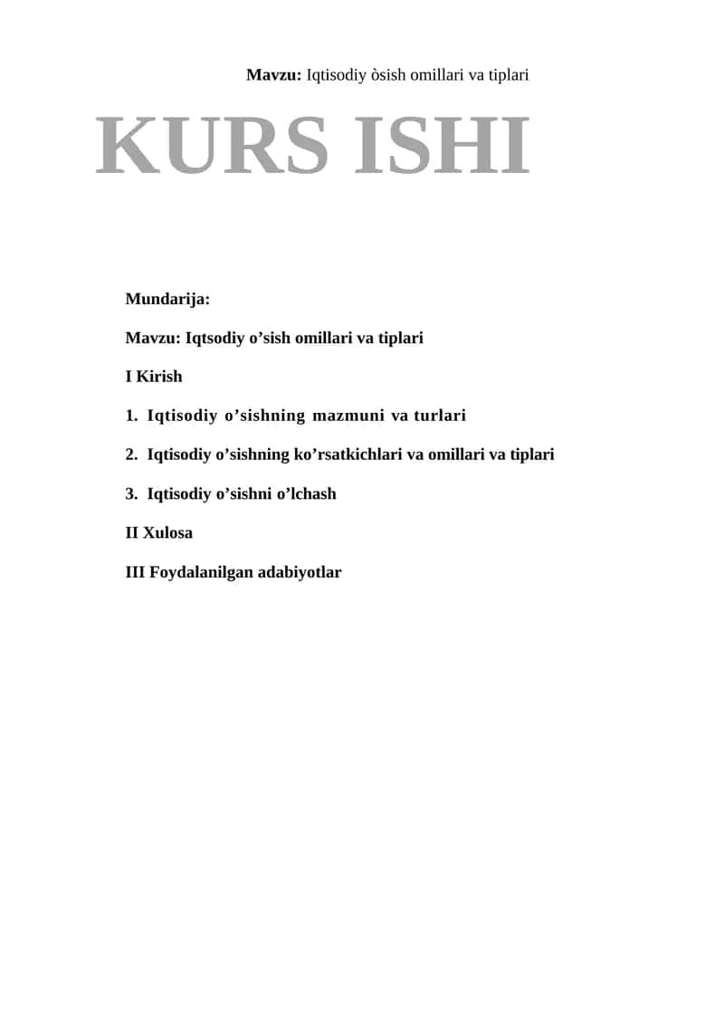 Iqtisodiy òsish omillari va tiplari 1