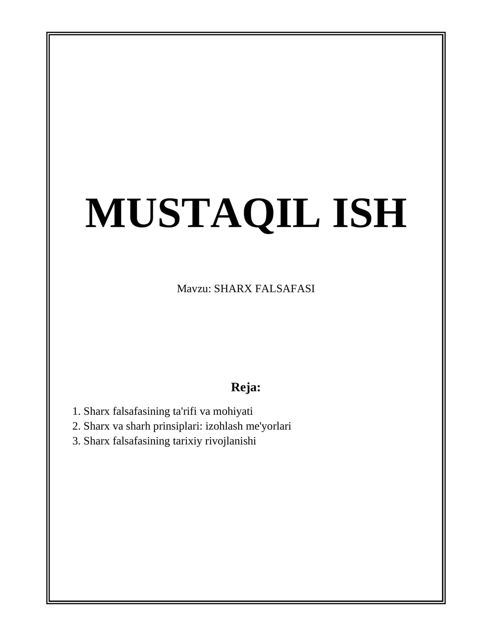 Sharx falsafasi 1