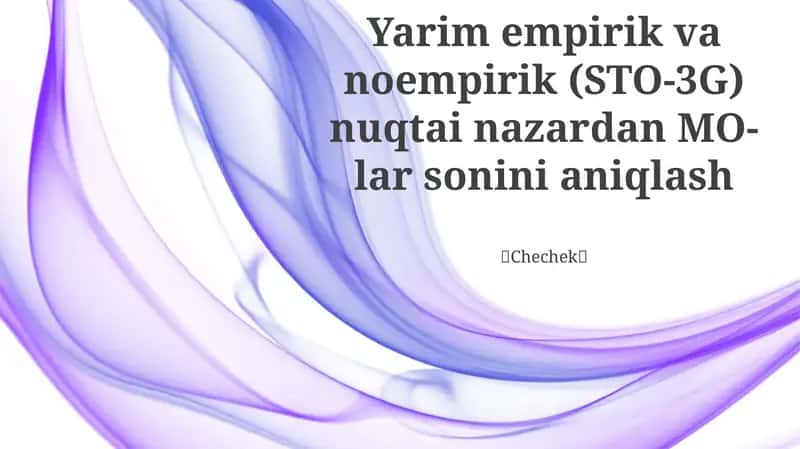 Molekulyar Orbitallar (MO) ga Kirish 1