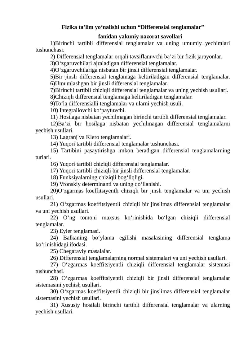 Differensial tenglamalar 1