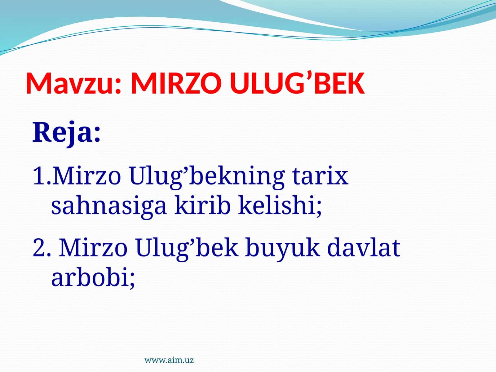 MIRZO ULUG’BEK 1