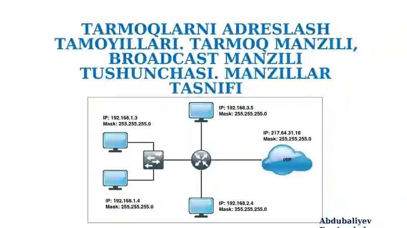 Tarmoqlarni Adreslash Tamoyillari
