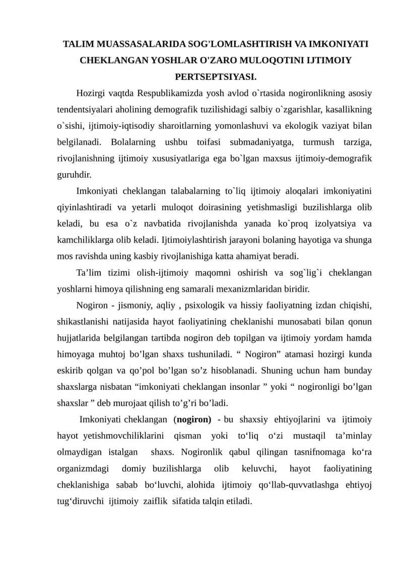 Imkoniyati Cheklangan Yoshlar 1