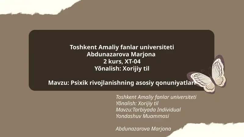 Psixik rivojlanishning asosiy qonuniyatlari 1