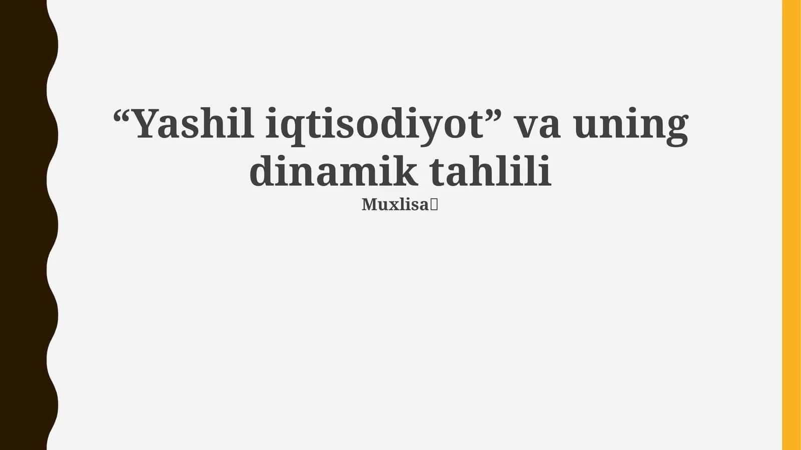 Yashil iqtisodiyot 1