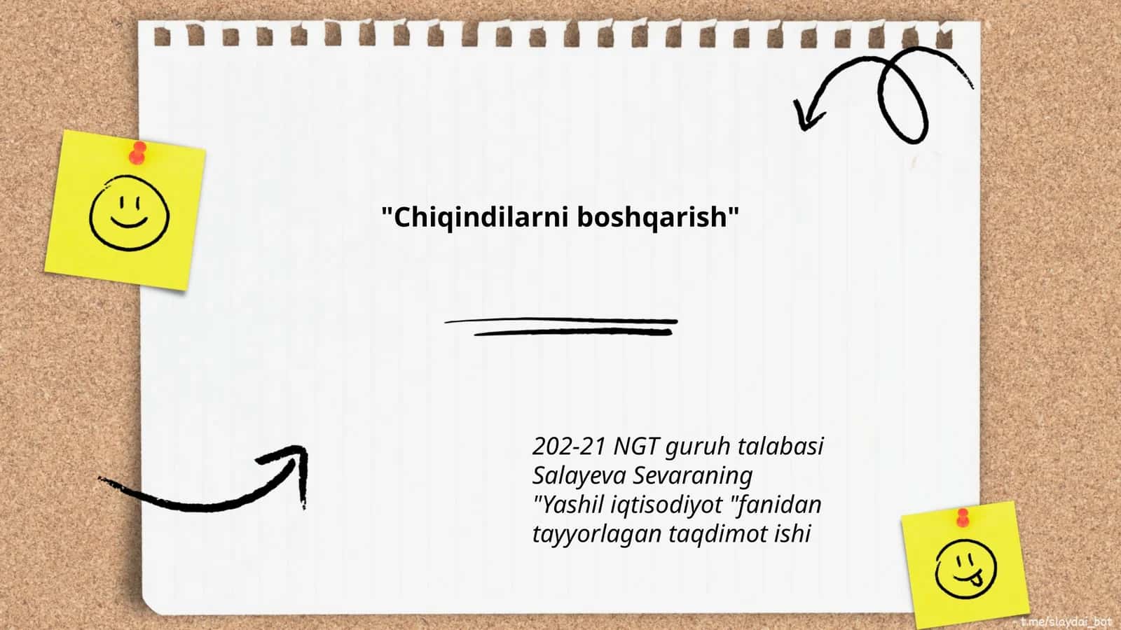 "Yashil iqtisodiyot" fanidan taqdimot ishi 1