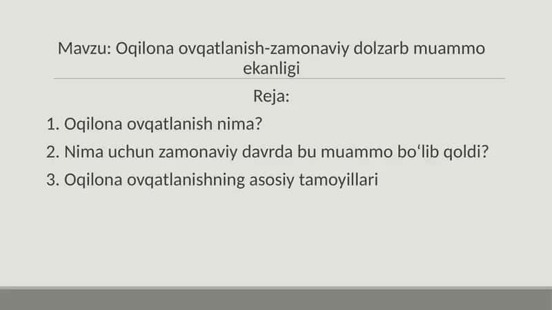 Oqilona ovqatlanish-zamonaviy dolzarb muammo 1