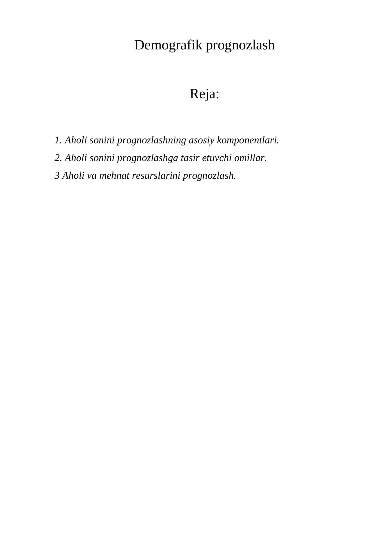 Demografik prognozlash 1