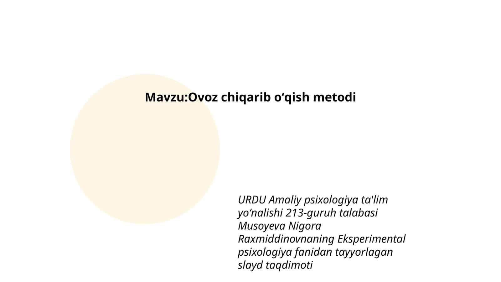 Ovoz chiqarib oʻqish metodi 1