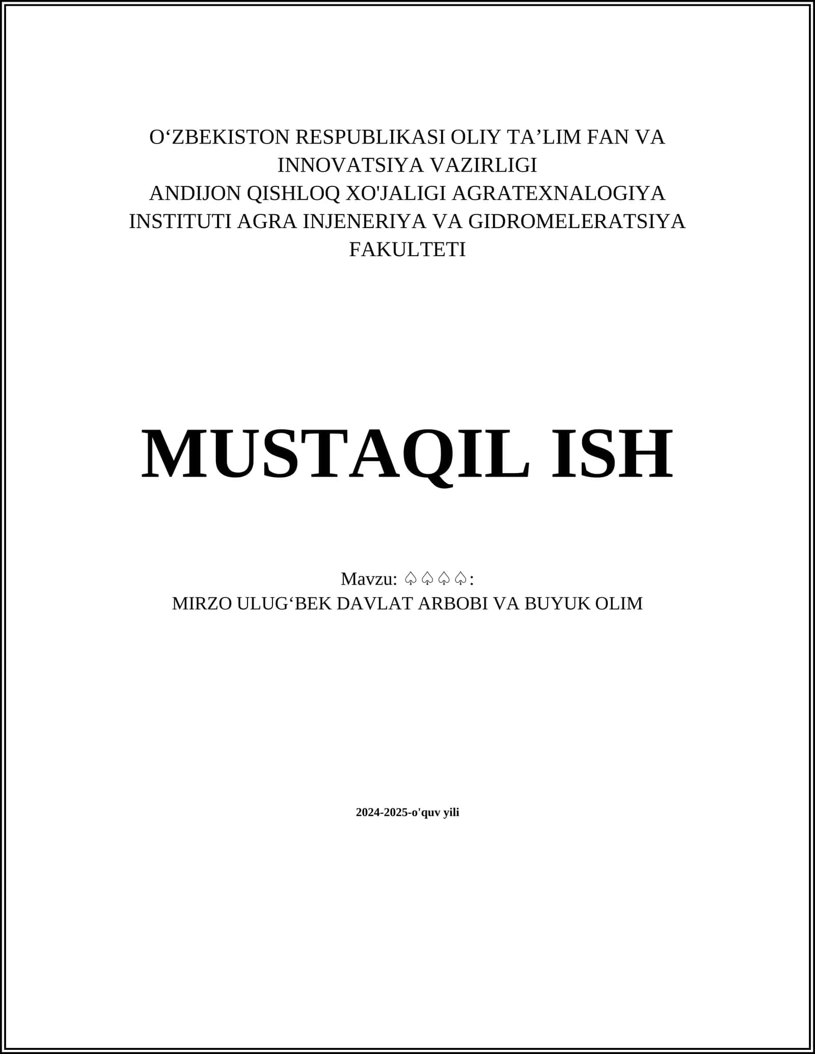 MIRZO ULUGʻBEK DAVLAT ARBOBI VA BUYUK OLIM 1