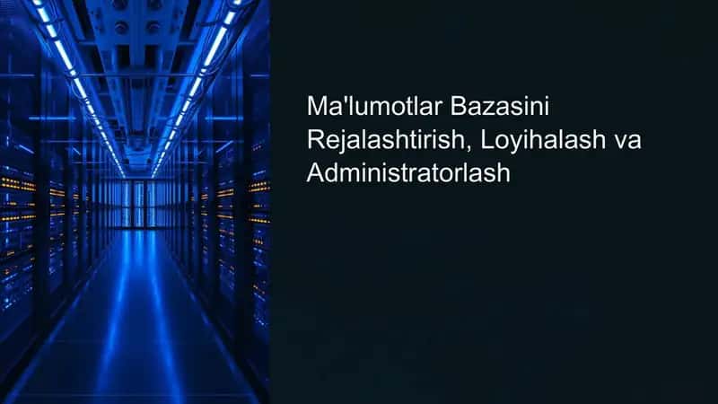 Ma'lumotlar Bazasini Rejalashtirish, Loyihalash va Administratorlash 1