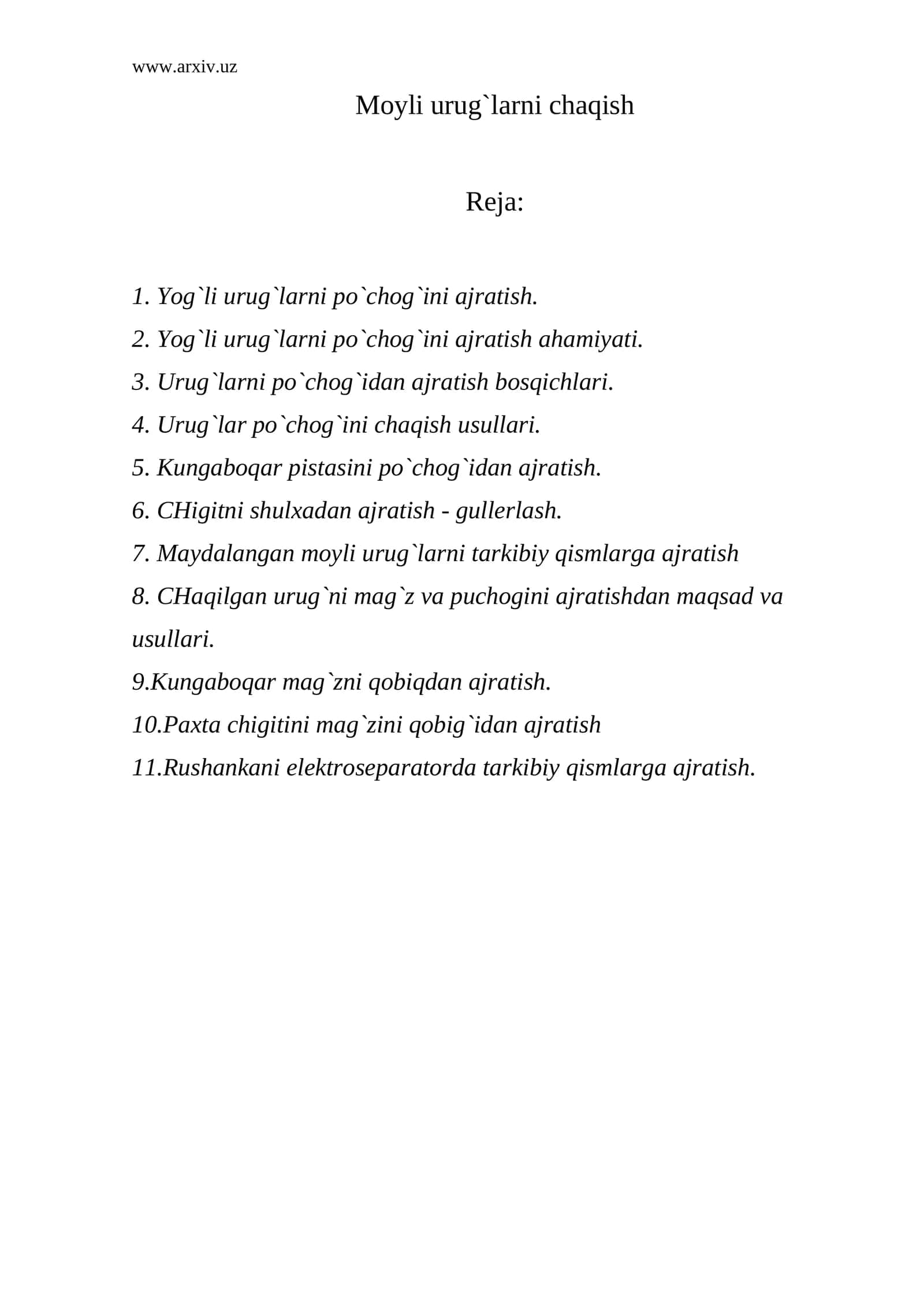 Moyli urug`larni chaqish 1
