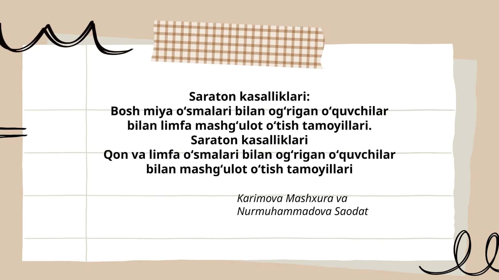 Saraton kasalliklari 1