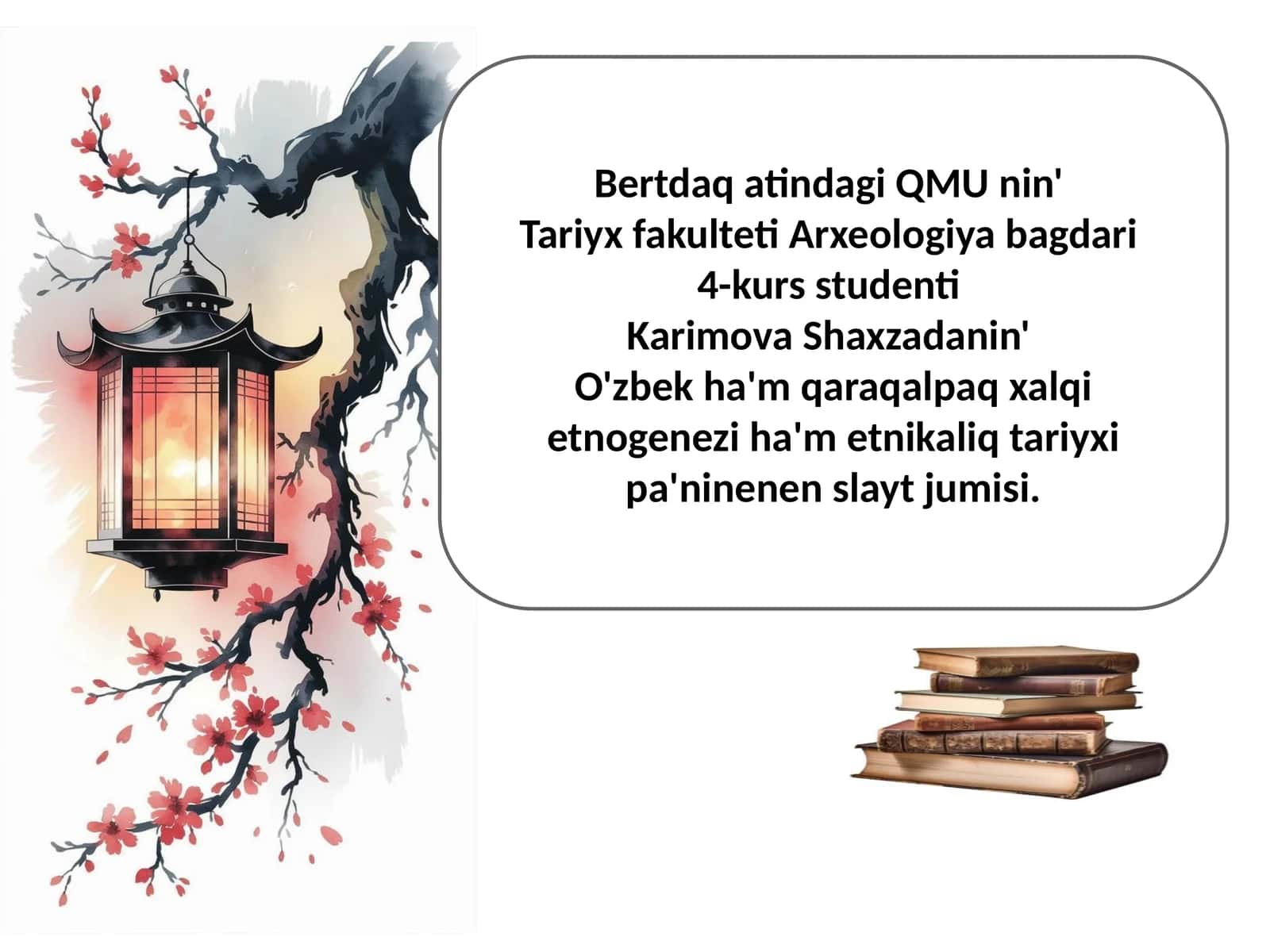 O'zbek ha'm qaraqalpaq xalqi etnogenezi ha'm etnikaliq tariyxi pa'ninenen slayt jumisi 1