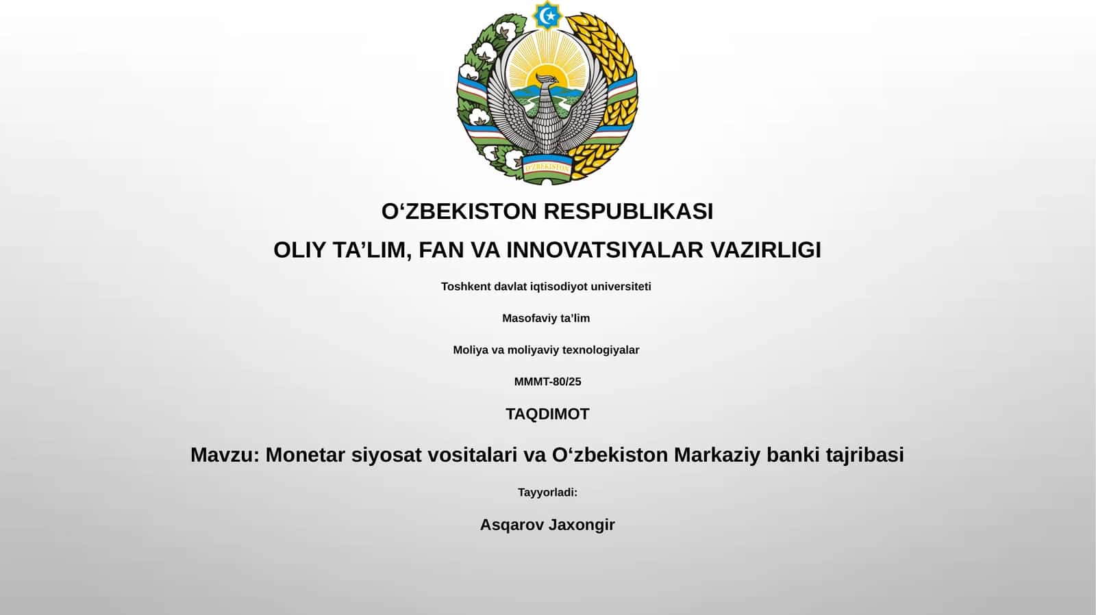 Monetar siyosat vositalari va Oʻzbekiston Markaziy banki tajribasi 1