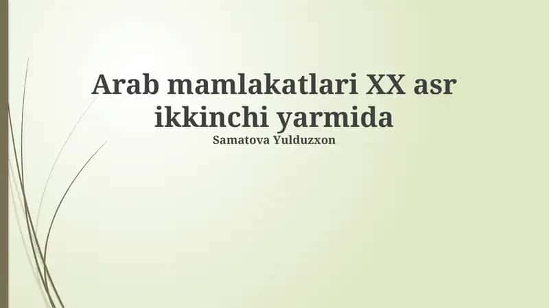 Arab mamlakatlari XX asr ikkinchi yarmida 1