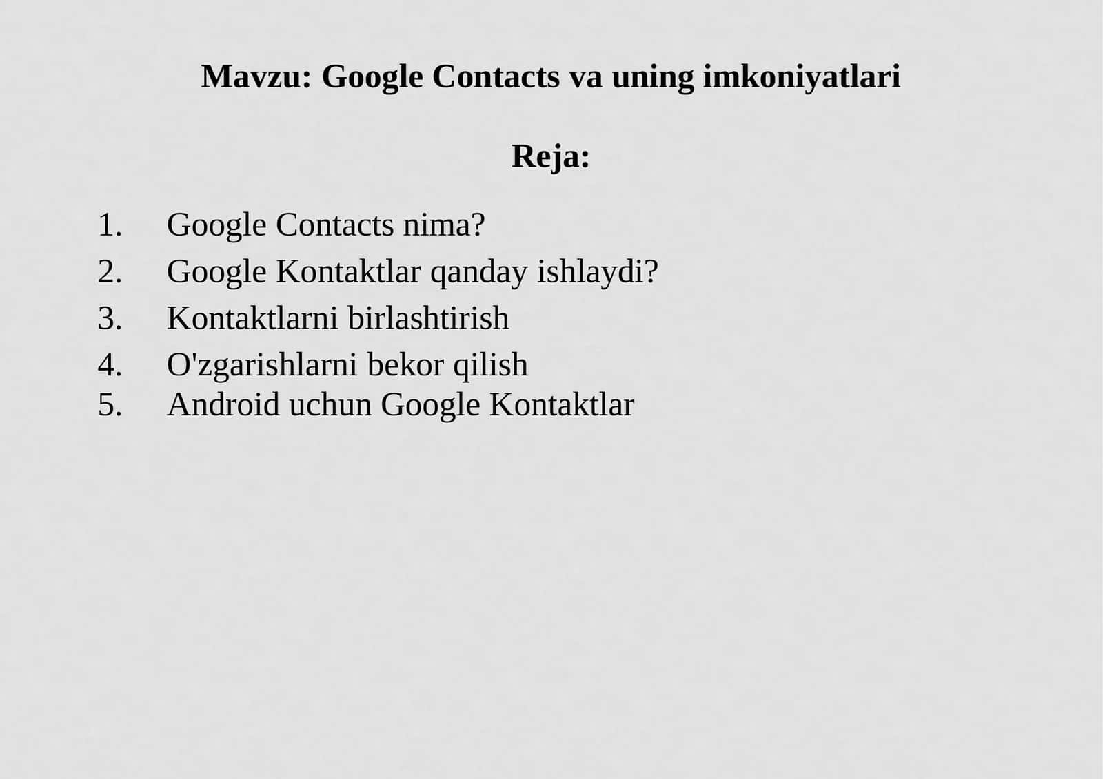 Google Contacts va uning imkoniyatlari 1