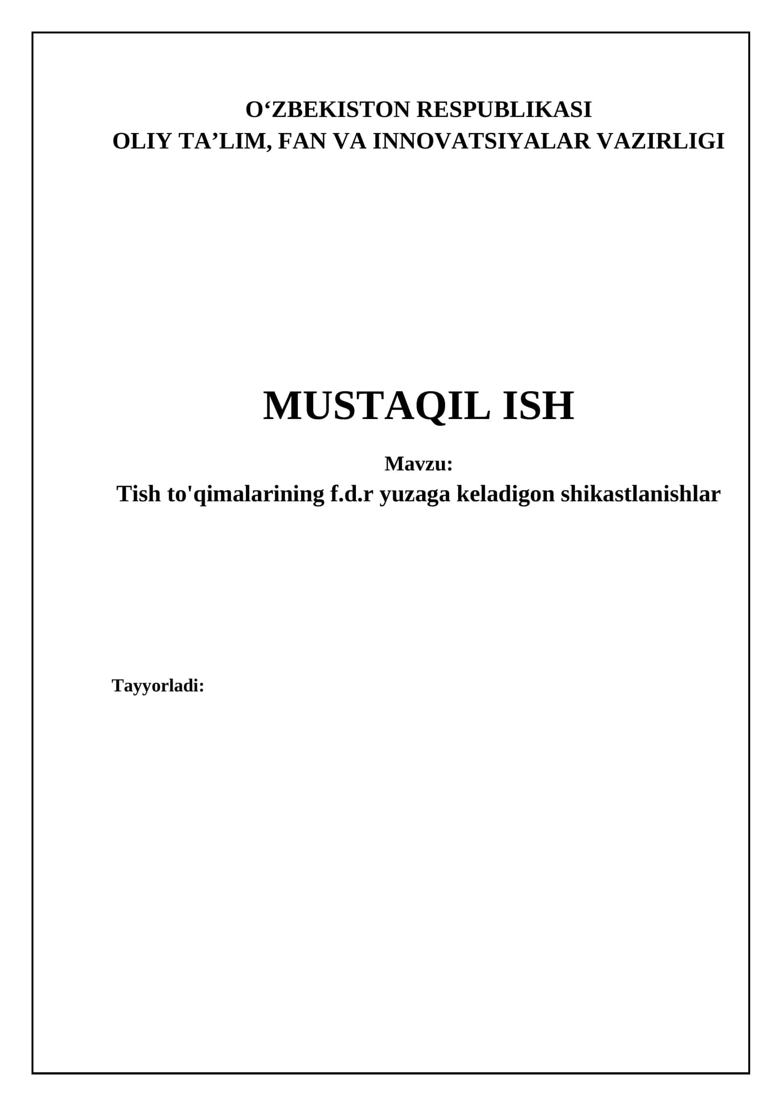 Tish to'qimalarining f.d.r yuzaga keladigon shikastlanishlar 1