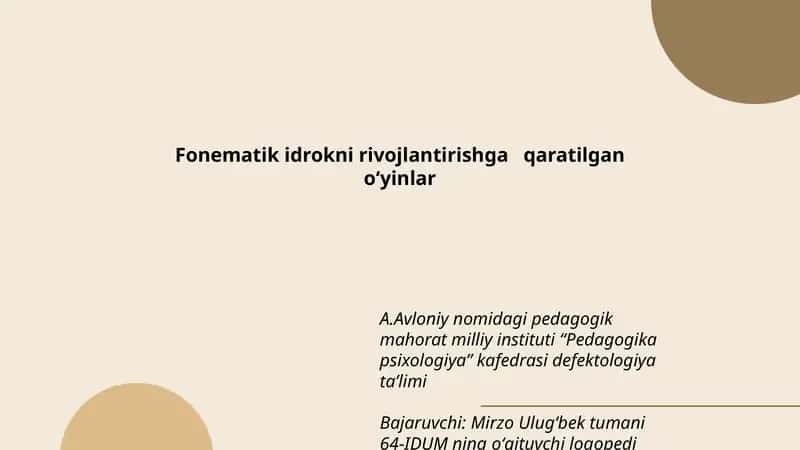 Fonematik idrokni rivojlantirishga  qaratilgan o‘yinlar 1