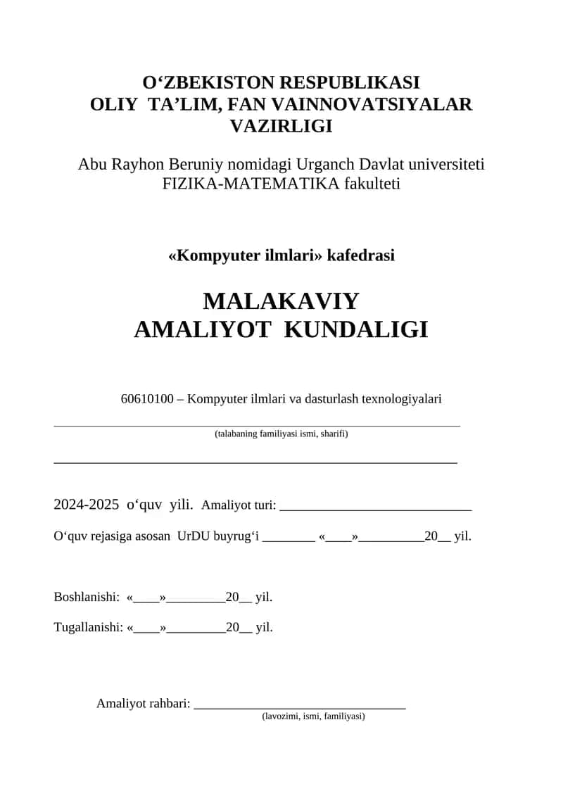 Kompyuter ilmlari va dasturlash texnologiyalari 1