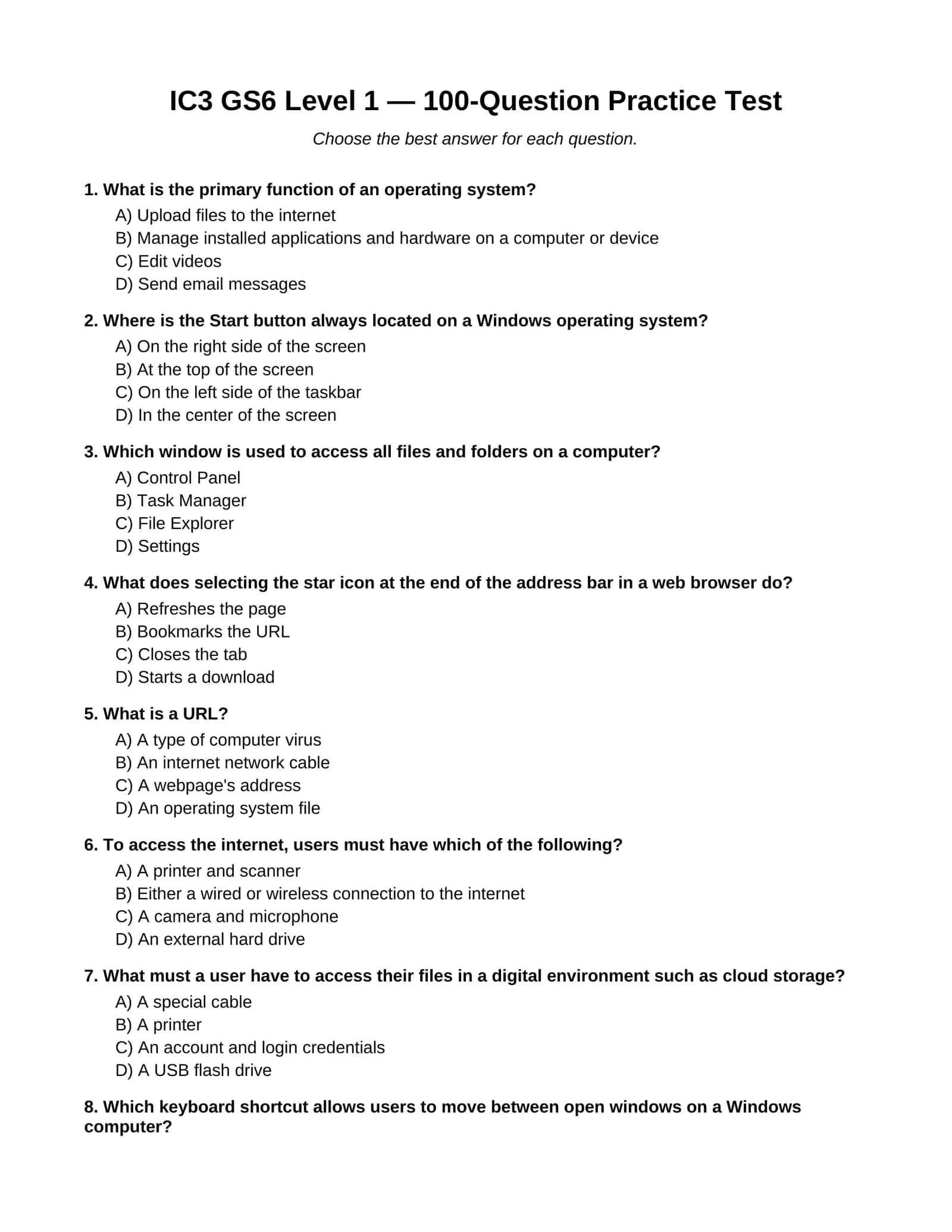 IC3 GS6 LEVEL 1 TEST 1