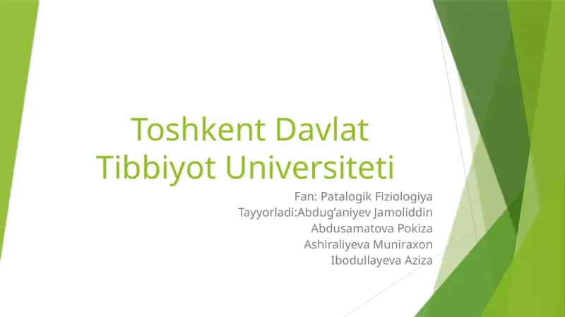 Patologik fiziologiya ppt qandli diabet 1