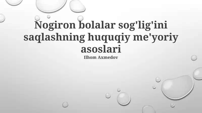 Bolalar Nogironligi Huquqlari va Sog'liqni Saqlash 1