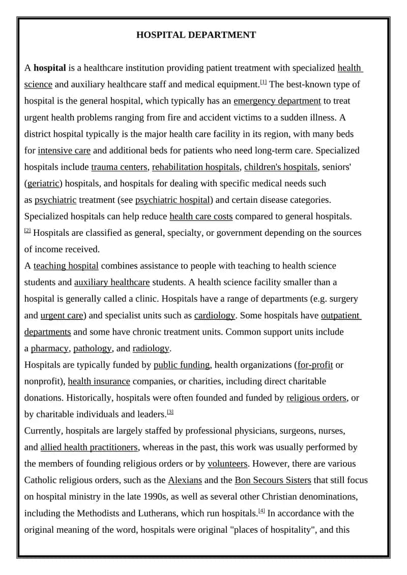 Hospital Department 1