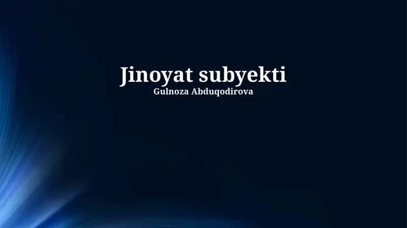 Jinoyat sub'ekti: ta'rifi va xususiyatlari 1