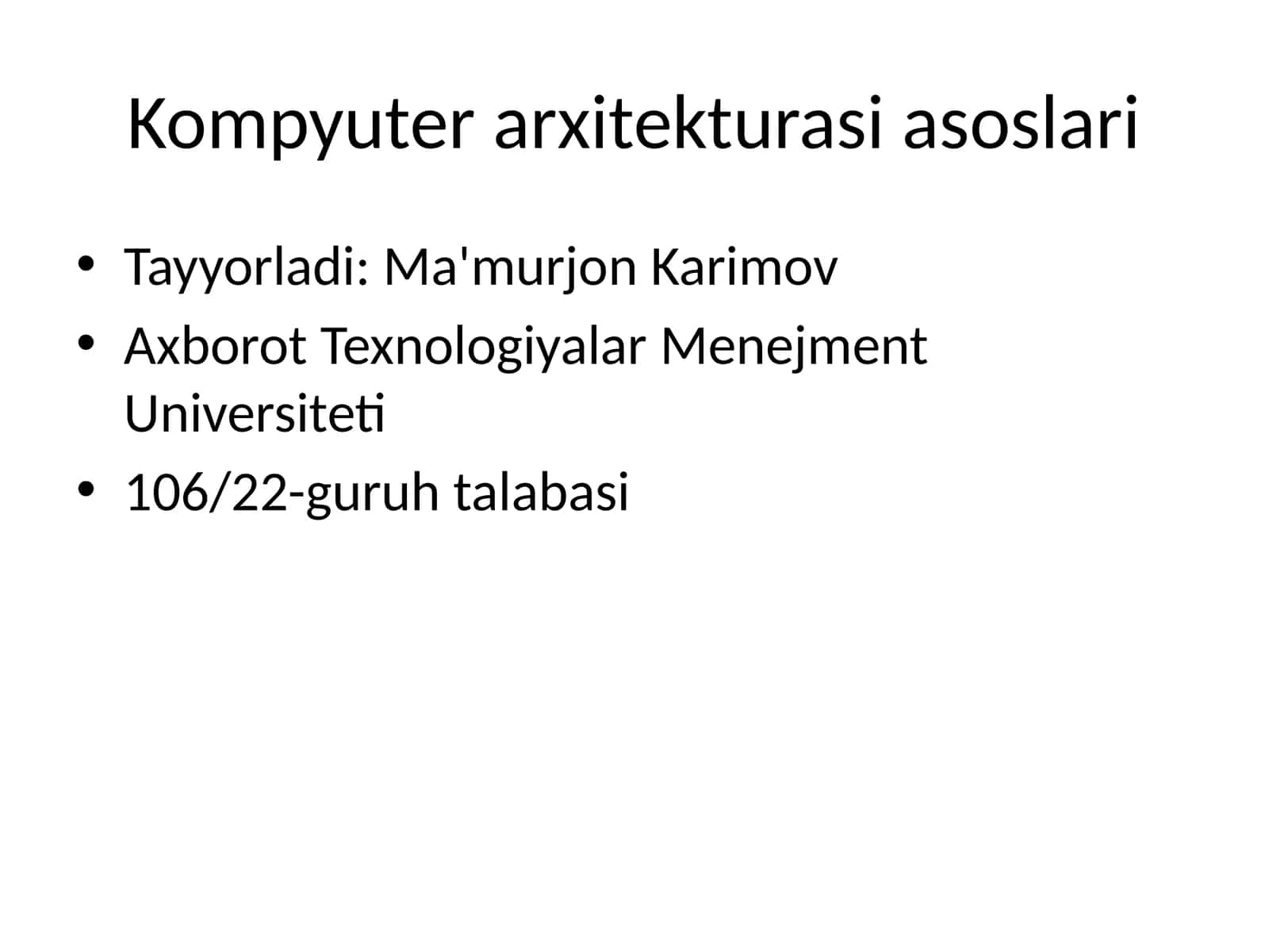 Kompyuter arxitekturasi asoslari 1
