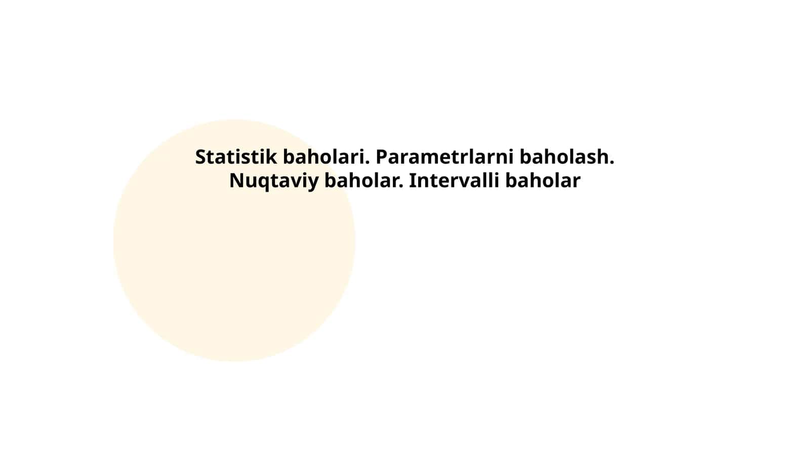Parametrlarni baholash muammosi 1
