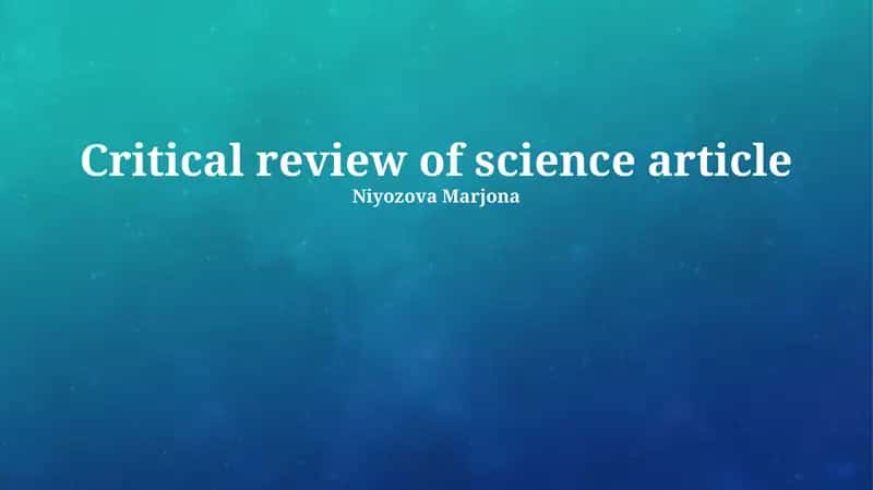 Critical review of science article 1