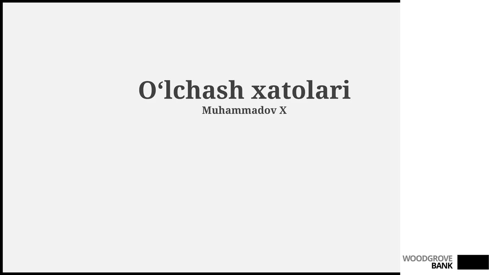 Oʻlchash xatolari 1