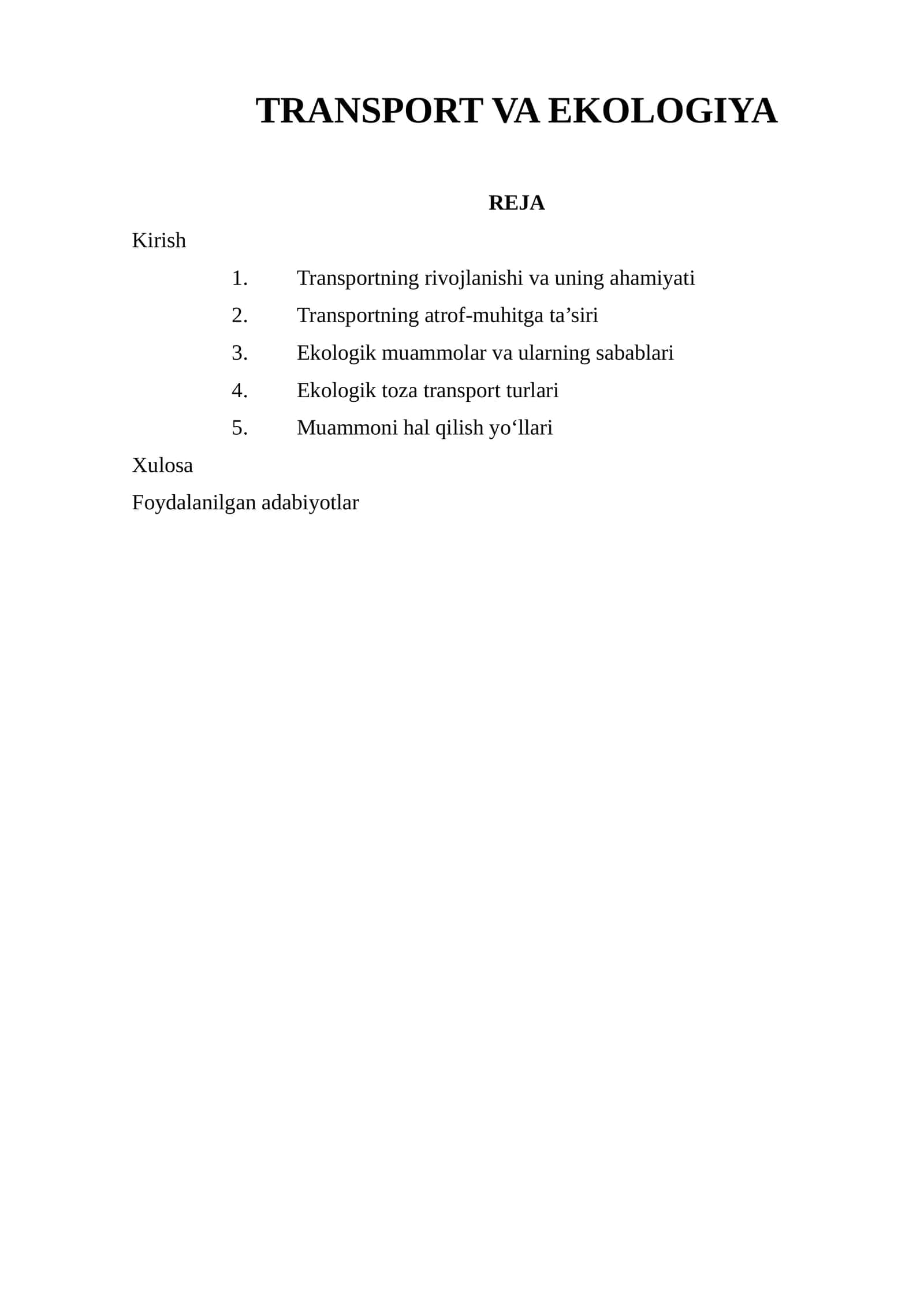 TRANSPORT VA EKOLOGIYA 1