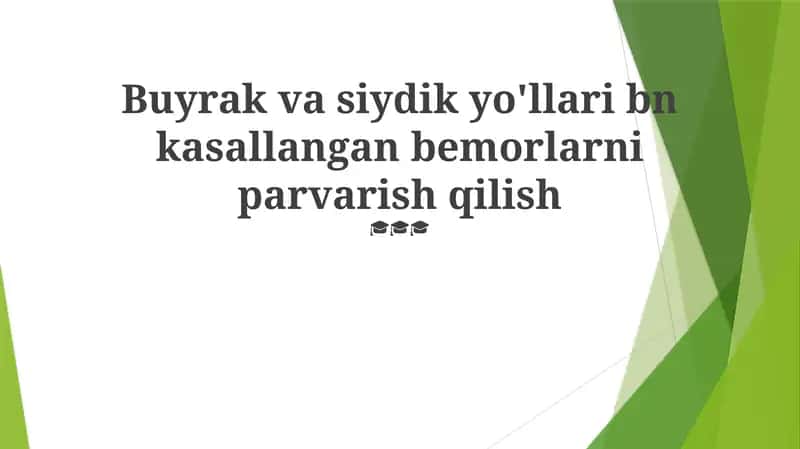 Buyrak va siydik yo'llari bn kasallangan bemorlarni parvarish qilish 1