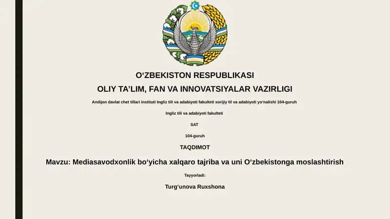 Mediasavodxonlik boʻyicha xalqaro tajriba va uni Oʻzbekistonga moslashtirish 1