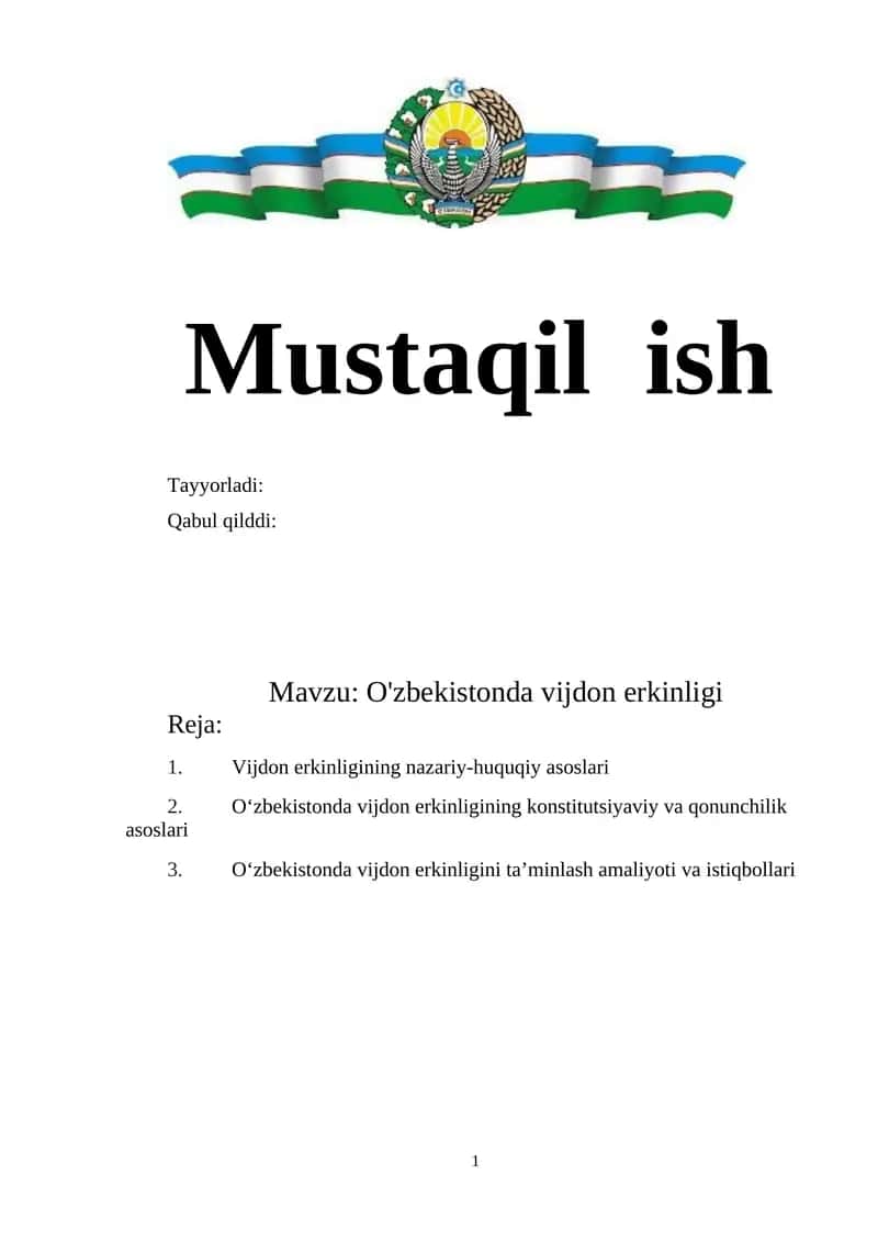 O'zbekistonda vijdon erkinligi 1