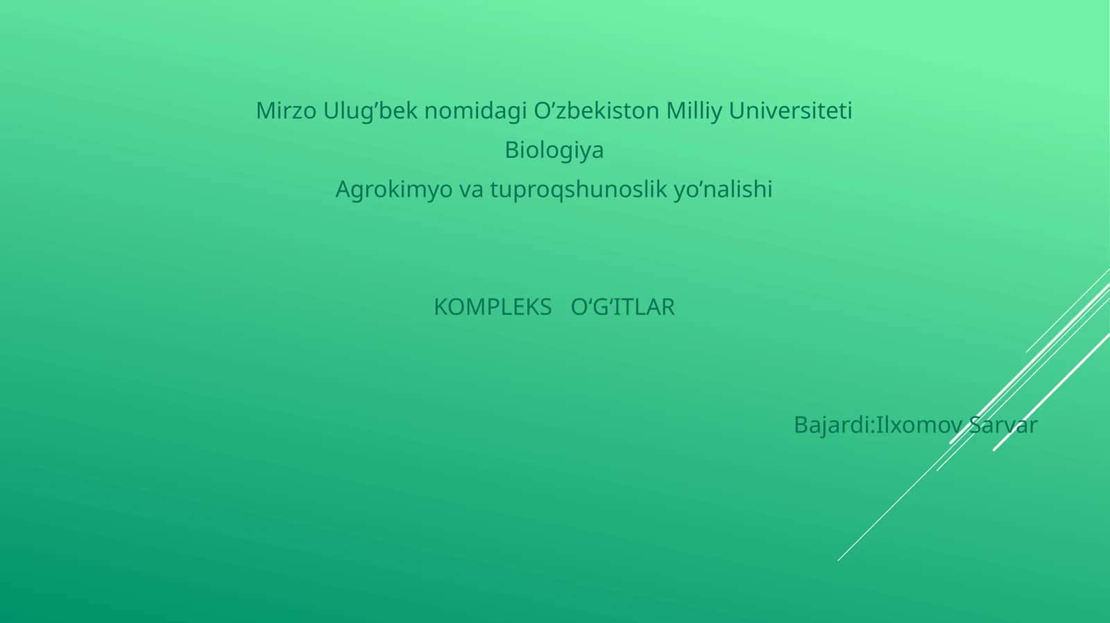 KOMPLEKS O‘G‘ITLAR 1