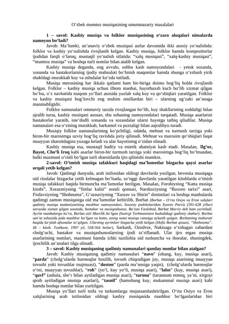 O‘zbek mumtoz musiqasining umumnazariy masalalari 1