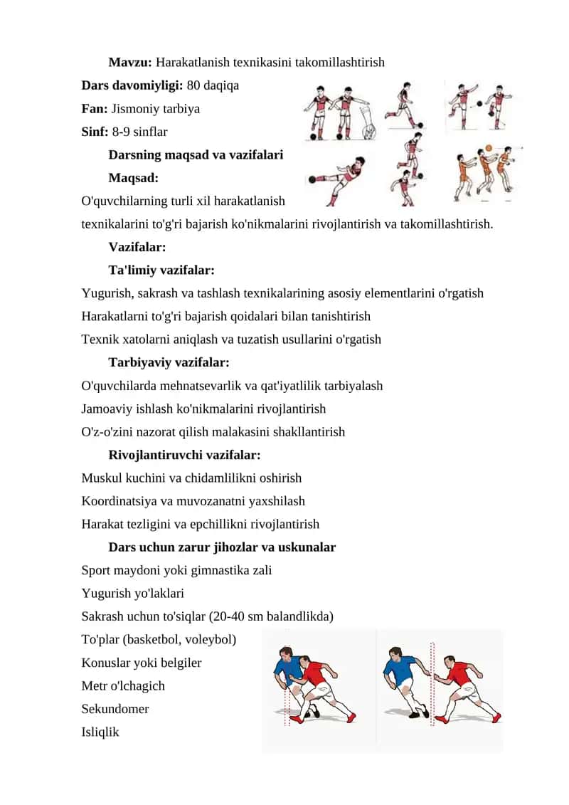 Harakatlanish texnikasini takomillashtirish 1
