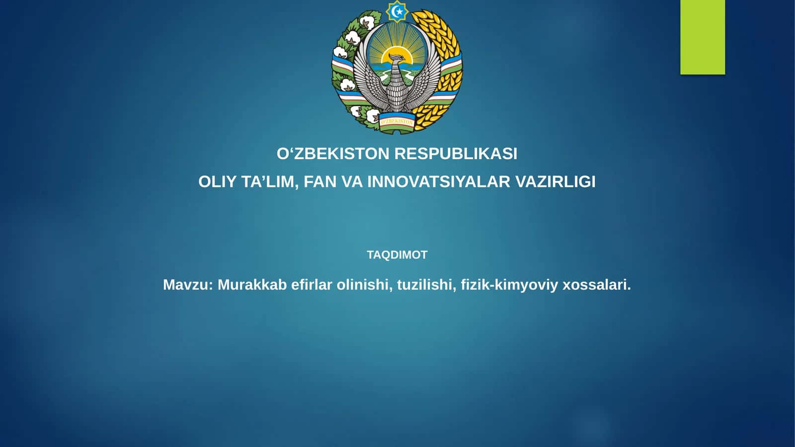 Murakkab efirlar olinishi, tuzilishi, fizik-kimyoviy xossalari 1