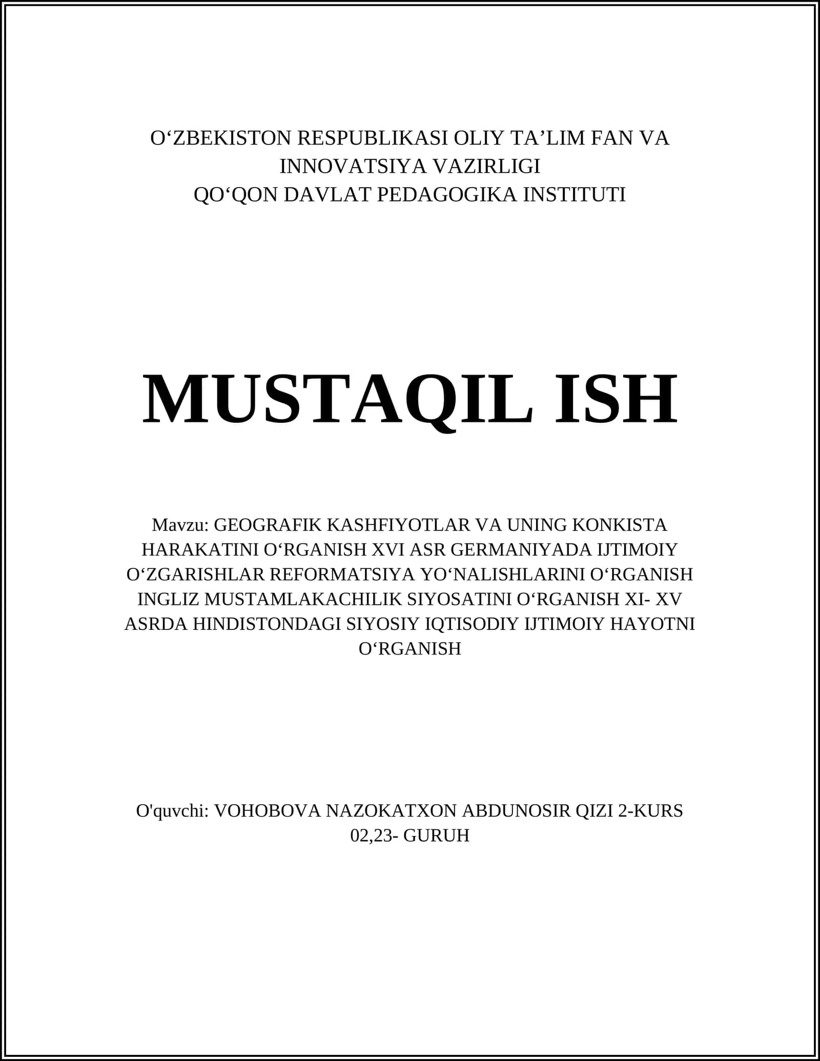 Geografik kashfiyotlar va ularning ta'siri 1