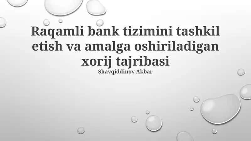 Raqamli bank tizimini tashkil etish va amalga oshiriladigan xorij tajribasi 1