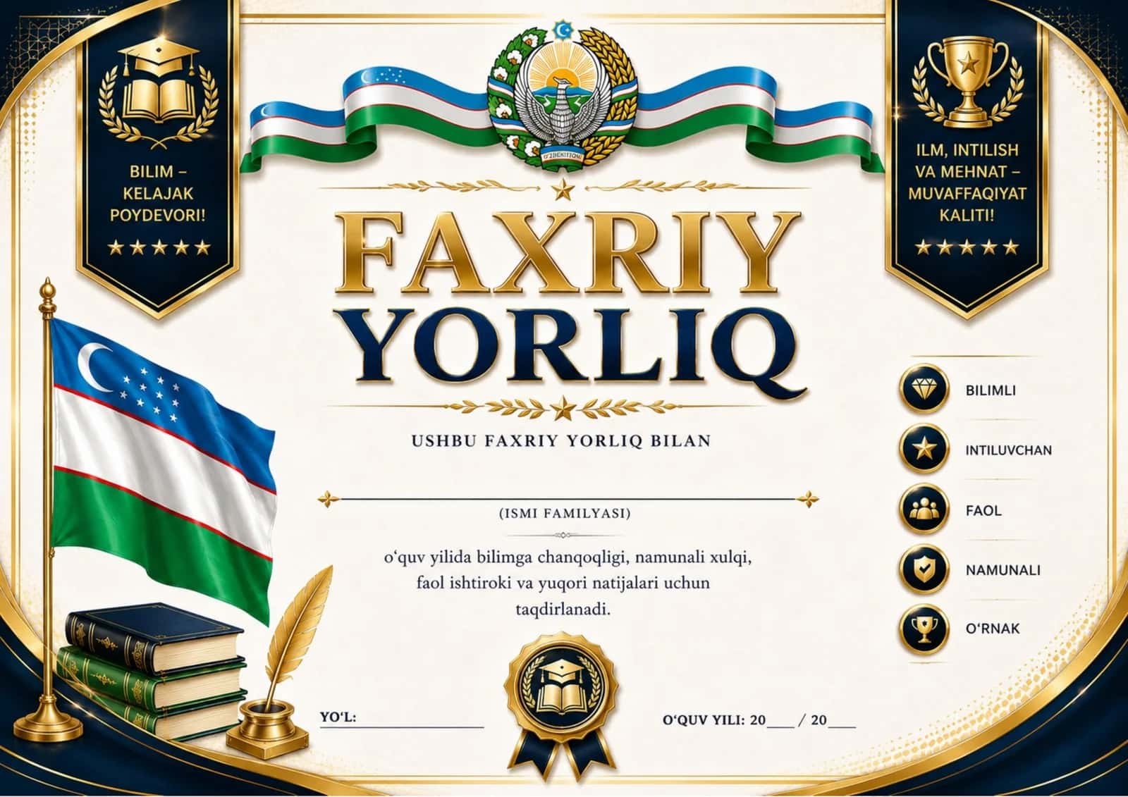 FAXRIY YORLIQ MAKTAB O'QUVCHILARI UCHUN 1